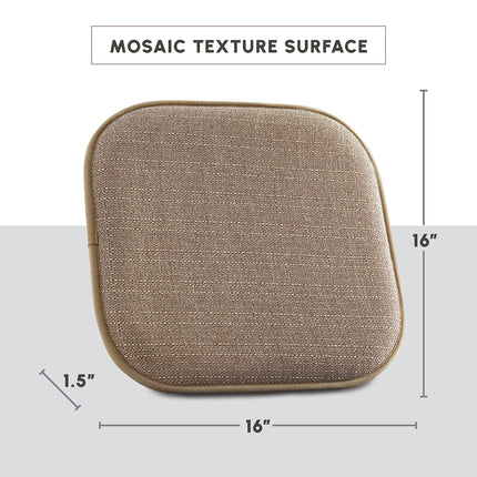 Elegant Comfort 2 Pack Chair Cushion Covers - Skid-Proof Rubber Backing - 16 x 16 Inch - Thick Dining Square Shape Seat Covers - Comfortable Textured Chair Pads with Ties - Mosaic Pattern, Taupe
