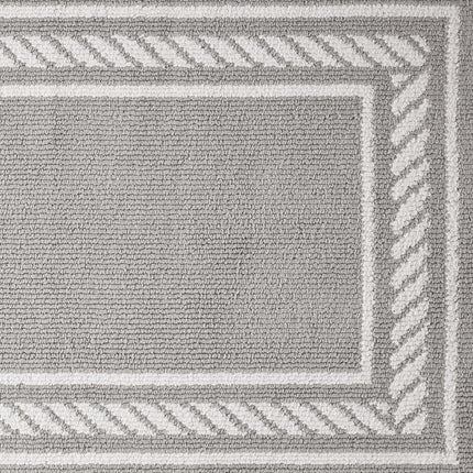 Nautica – Runner Rug | Indoor Runners for Hallways and Entry Rugs| Non-Slip and Non-Skid Entry and Kitchen Door Mat| Machine Washable Entryway Carpet Rugs |2'2" x 6'| Rope Border Light Grey