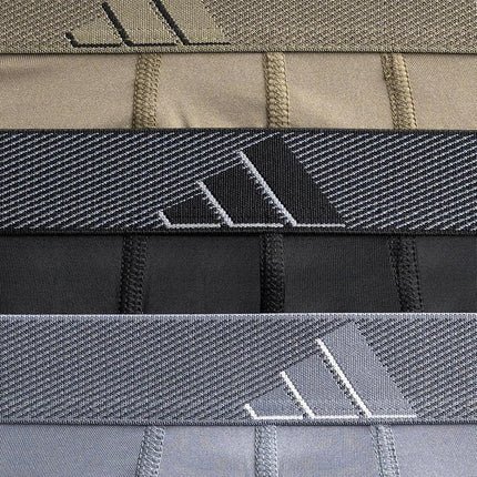 adidas Men's Microfiber 3-Pack Boxer Brief, Olive Strata Green/Black/Onix Grey, S