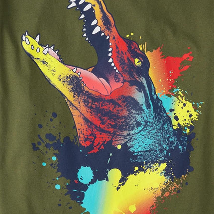 The Children's Place Boys' Short Sleeve Graphic T-Shirt 2-Pack, Positive/Alligator/Dino 3-Pack, X-Small