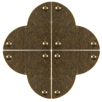 Dritz Campaign Hardware Large Smooth Quatrefoil Corner, Antique Brass, 3-Pack