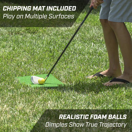 GoSports BattleChip Versus Golf Game - Includes Two 3 ft x 2 ft Targets, 16 Foam Balls, 2 Hitting Mats, Scorecard and Carrying Case