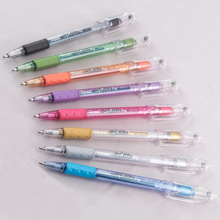 Bolígrafos de gel iridiscentes Pentel Sparkle Pop, (1.0mm) Trazos gruesos, Tinta surtida (A/C/D/F/P/V/x/Z) Recipiente de 36 unidades (K91PC36M)
