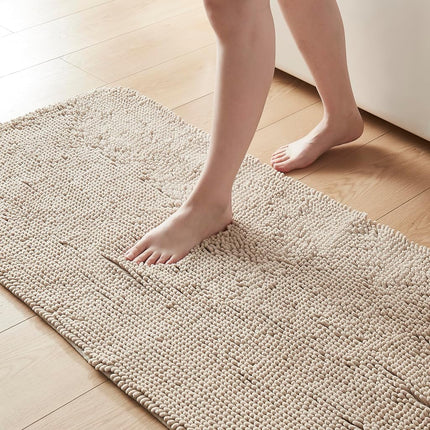 Non Slip Bath Mat, Biege Bathroom Rug, Large Thick Ultra-Soft Absorbent Chenille Washable Bathroom Runner, Quick Dry Microfiber Bathmat for Shower Floor by Casual Living, 24 x 60-Inch, Biege