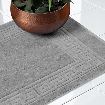 Tapis de bain de qualité supérieure SV 100 % coton peigné longues fibres, ensemble de 2 tapis de bain, argent