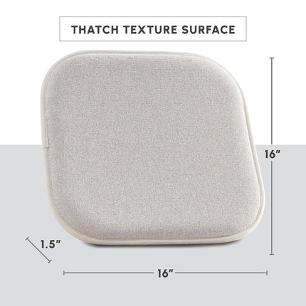 Elegant Comfort 4 Pack Chair Cushion Covers - Skid-Proof Rubber Backing - 16 x 16 Inch - Thick Dining Square Shape Seat Covers - Comfortable Textured Chair Pads with Ties - Thatch Pattern, Cream