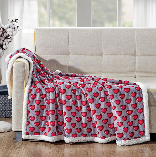 Elegant Comfort Throw Blanket, Reversible Sherpa Flannel, Ultra-Soft, Fuzzy, Cozy and Plush- All Season Lightweight Decorative Throw, 50 x 60 inches, Juliette Sherpa Throw