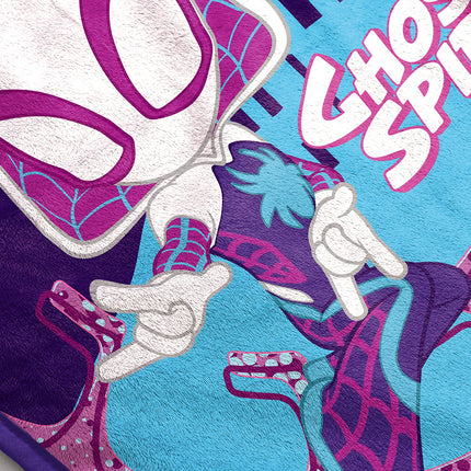 Marvel Spidey and His Amazing Friends Ghost Spider Throw Blanket - Measures 46 x 60 inches, Kids Bedding Features Gwen Stacy - Fade Resistant Super Soft Fleece (Official Marvel Product)