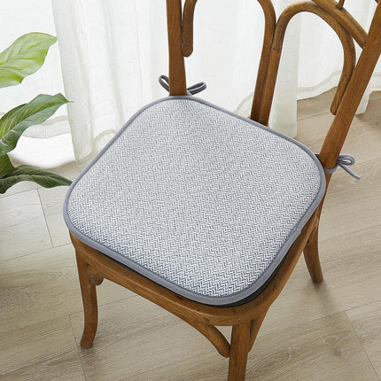 Elegant Comfort 2 Pack Chair Cushion Covers - Skid-Proof Rubber Backing - 16 x 16 Inch - Thick Dining Square Shape Seat Covers - Comfortable Textured Chair Pads with Ties - Chevron Pattern, Gray