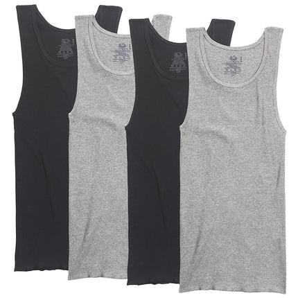 Fruit of the Loom Men's A-Shirt (Pack of 4), Black/Gray, Large, Black/Gray, Large