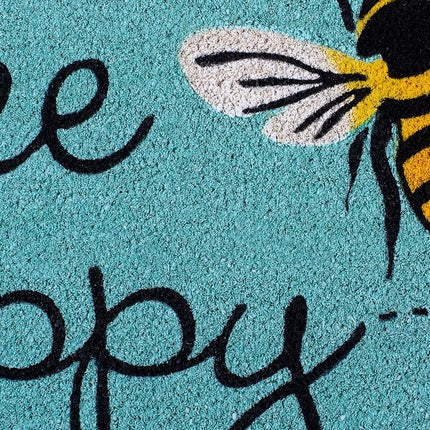 DII Natural Coir Doormat, Fun Greeting Mat, Bee Happy, 18x30
