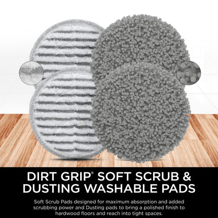Shark, Grey XKITP7000D Soft 2 Steam & Scrub Dirt Grip Dusting Washable Pads