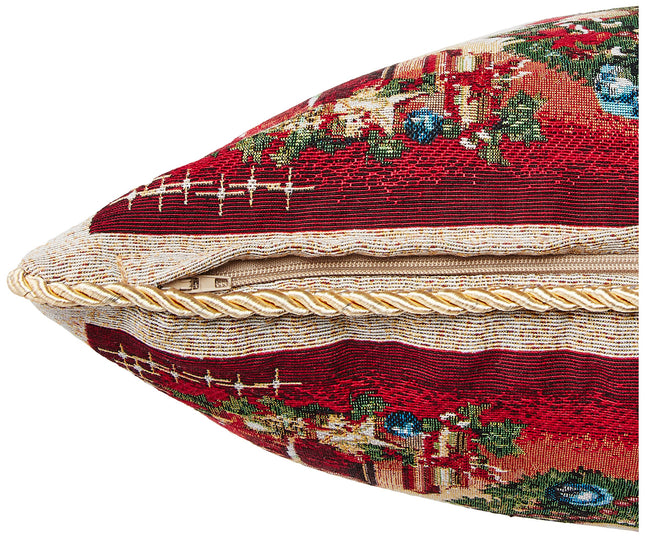 Violet Linen Seasonal Xmas Christmas Holiday Bliss Pattern Polyester Tapestry Jacquard Decorative Throw Pillows, 18" X 18", Santa Tree