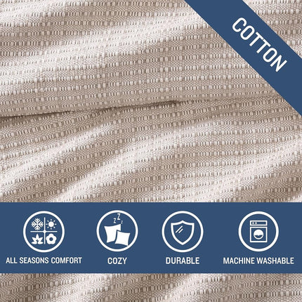 Tommy Bahama |Viscose Woven Cotton Blanket (Twin, Natural), 224155