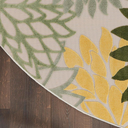 Nourison Aloha Tapis Rond d'Intérieur/Extérieur Vert Multicolore 2,39 m, Facile à Nettoyer, Sans Perte de Poils, Chambre, Salon, Salle à Manger, Jardin, Patio, Terrasse (8 Rond)