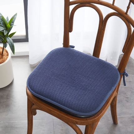 Elegant Comfort 2 Pack Chair Cushion Covers - Skid-Proof Rubber Backing - 16 x 16 Inch - Thick Dining Square Shape Seat Covers - Comfortable Textured Chair Pads with Ties - Honeycomb Pattern, Navy