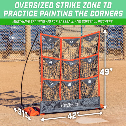 GoSports 9 Hole Baseball & Softball Pitching Strike Zone Target Net - XL 49 x 42 Inches