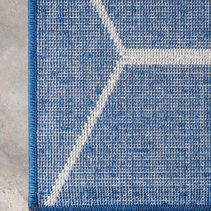 Unique Loom Trellis Frieze Collection Lattice Moroccan Geometric Modern Navy Blue Runner Rug (2' 0 x 13' 0)