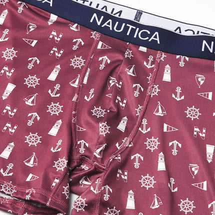 Nautica Men's 4 Pack Micro Boxer Brief, Peacoat/Royal Burgundy/Monaco Blue/Light House Royal, Small
