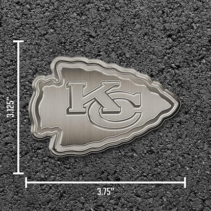 Rico Industries NFL Kansas City Chiefs Antique Auto Emblem Antique Nickel Auto Emblem for Car/Truck/SUV