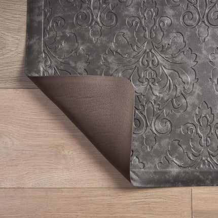 Chef Gear - Tapete de cocina antifatiga de bienestar - Diseño Marni - Tapete de chef acolchado cómodo - Piel sintética - Alivia el dolor al cocinar y estar de pie - Antideslizante - Medidas 17.5"x32" - Gris oscuro