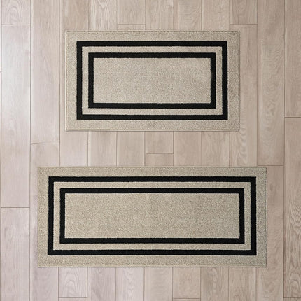 Nautica - Juego de 2 alfombras corredoras | Alfombras corredoras para pasillos y entradas | Alfombra antideslizante para entrada y cocina | Alfombras lavables a máquina | 26" x 45" y 26" x 60" | Doble borde Natural Twist