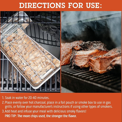 Smoking Chips - (Bourbon Soaked Oak) Kiln Dried, 100% Natural Coarse Wood Smoker Shavings - 2lb Barbecue Chips