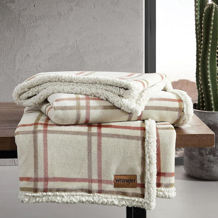 Wrangler Ultra Soft Plush Home Decor, All Season Reversible Sherpa Bedding Throw Blanket, 50 x 60, Colt Bright Orange