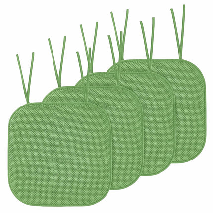 Elegant Comfort Lot de 4 housses de coussin de chaise – Dos antidérapant en caoutchouc – 40,6 x 40,6 cm – Housses de siège épaisses de forme carrée pour salle à manger – Coussins de chaise texturés confortables avec liens – Motif nid d'abeille, Vert