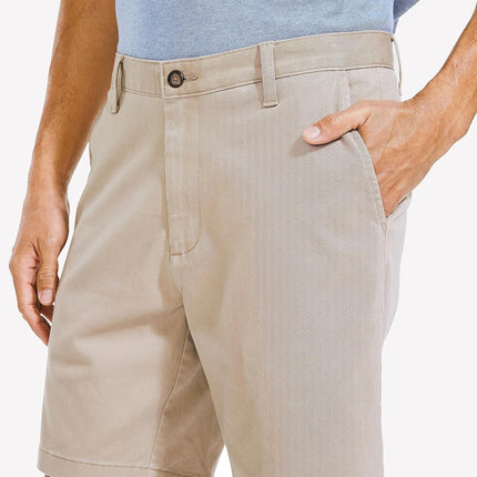 Nautica Men's Classic Fit Flat Front Stretch Solid Chino 8.5" Deck Shorts Casual, True Khaki, 34