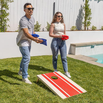 GoSports 3 x 2 ft Wood Design Cornhole Game Set - Includes Two 3 x 2 ft Boards, 8 Bean Bags, and Carry Case