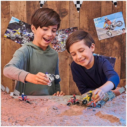 AONELAS Supercross, Authentic 5-Pack of 1:24 Scale Die-Cast Motorcycles with Rider Figure, Toy Moto Bike for Kids and Collectors Ages 3 and up