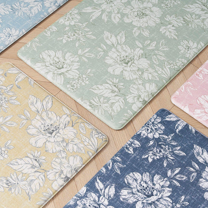 Laura Ashley - Anti-Fatigue Kitchen Mat, Iris Floral Design, Stain, Water & Fade Resistant, Cooking & Standing Relief, Non-Slip Backing, Measures 17.5" x 32", Sage Green Iris