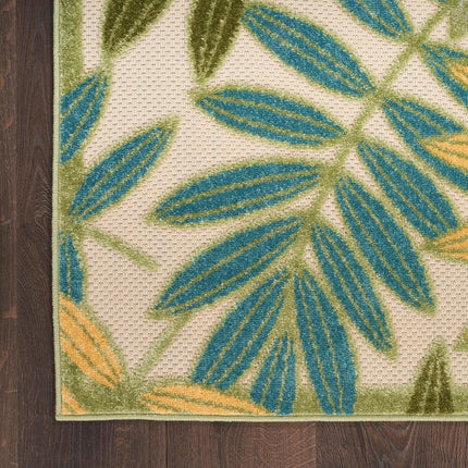 Nourison Aloha Indoor/Outdoor Green Multicolor 2'3" x 8' Area Rug, Easy Cleaning, Non Shedding, Bed Room, Living Room, Dining Room, Backyard, Patio, Deck (2x8)