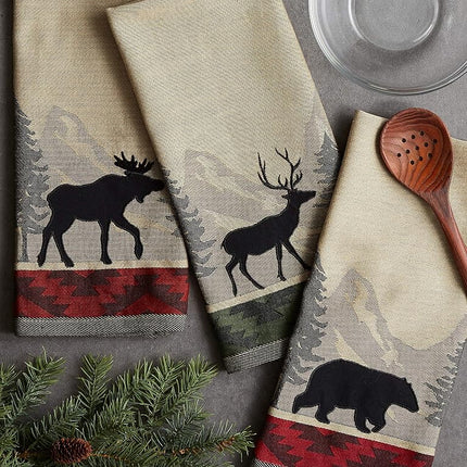 DII Cotton Jacquard Dish Towels, 20x28 Set of 3, Decorative Tea Towels for Everyday Kitchen Cooking and Baking-Walk In The Woods