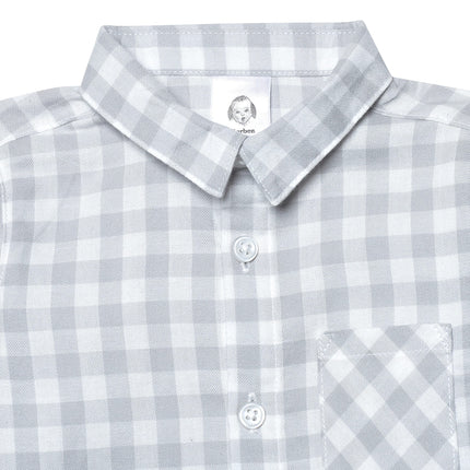 Camisa a cuadros de manga larga con botones para bebés y niños pequeños Gerber, a cuadros grises, 24 meses