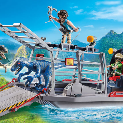 PlayMOBIL Dinos 9433 Hidrodeslizador del enemigo con rapaces, flotante, Para niños de 4+ años