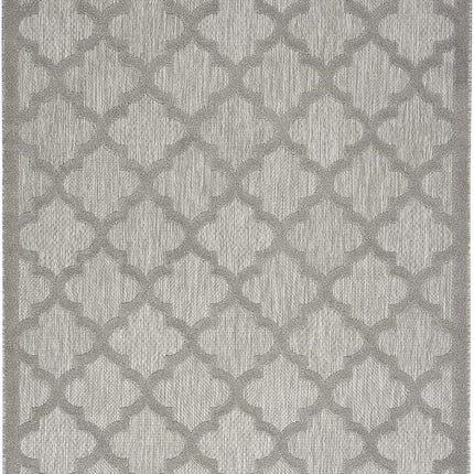 Alfombra de área Nourison Easy Care para interior/exterior gris plateado de 5' x 7', marroquí, enrejado, dormitorio, sala de estar, patio trasero, terraza, patio, fácil de limpiar, no suelta pelo