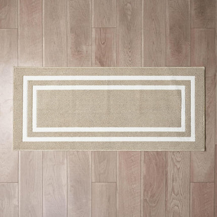 Nautica – Runner Rug | Indoor Runners for Hallways and Entry Rugs| Non-Slip and Non-Skid Entry and Kitchen Door Mat| Machine Washable Entryway Carpet Rugs |2'2" x 6'| Double Border Beige