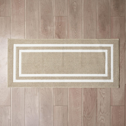 Nautica – Runner Rug | Indoor Runners for Hallways and Entry Rugs| Non-Slip and Non-Skid Entry and Kitchen Door Mat| Machine Washable Entryway Carpet Rugs |2'2" x 6'| Double Border Beige