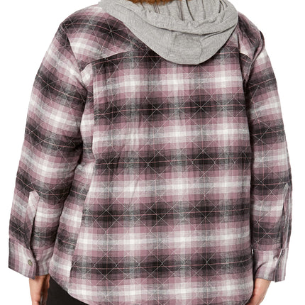 Dickies Talla Grande para Mujer Camisa con Capucha de Franela, Ombre Morado Polvoriento/Negro, 2X, Ombre Morado Polvoriento/Negro, 2X