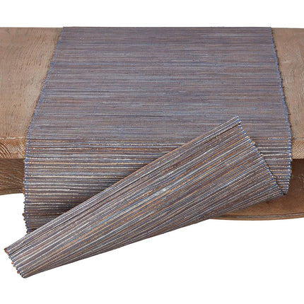 SARO LIFESTYLE 217.BG1672B Melaya Collection Shimmering Woven Nubby Water Hyacinth Table Runner, 100%, Blue-Grey
