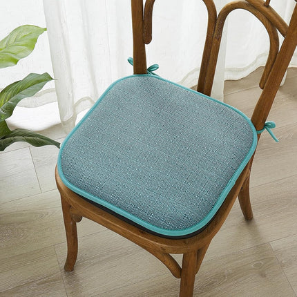 Elegant Comfort Chair Cushion Covers with Ties and Non Skid Rubber Backing-Thick Memory Foam - Soft Cushion Pad- Rounded Square Seat Cover- 16 x 16 Inches - Set of 2 Mosaic Textured Pattern, Aqua