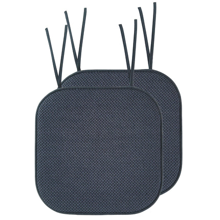 Elegant Comfort, juego de 2 fundas para cojines de silla, reverso de goma antideslizante, 40 x 40 cm, fundas gruesas de asiento cuadrado para comedor, cómodas almohadillas texturizadas para silla con lazos, patrón de panal, gris