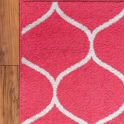 Unique Loom Trellis Frieze Collection Lattice Moroccan Geometric Modern Rasberry Runner Rug (2' 0 x 8' 8)