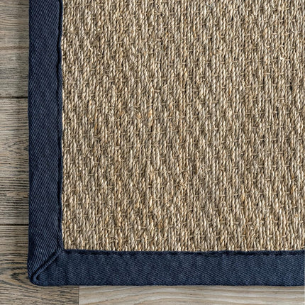 nuLOOM Elijah Farmhouse Seagrass Runner Rug, 2' 6" x 8', Navy