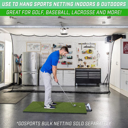 GoSports 30 ft Span Adjustable Wire Hanging Kit - Stainless Steel Cable System for Indoor & Outdoor Use - Hang Sports Nets, String Lights and More