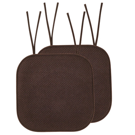 Elegant Comfort, paquete de 2 fundas para cojines de silla, reverso de goma antideslizante, 16 x 16 pulgadas, fundas gruesas para asiento de forma cuadrada para comedor, cómodas almohadillas texturizadas para silla con lazos, patrón de panal, color marrón