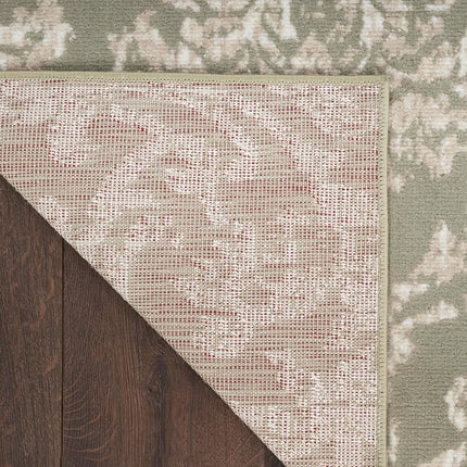 Nourison Jubilant Damask Olive 2' x 4' Area Rug, Easy Cleaning, Non Shedding, Bed Room, Living Room, Dining Room, Kitchen (2x4)
