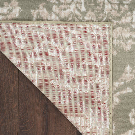 Nourison Jubilant Damask Olive 2' x 4' Area Rug, Easy Cleaning, Non Shedding, Bed Room, Living Room, Dining Room, Kitchen (2x4)